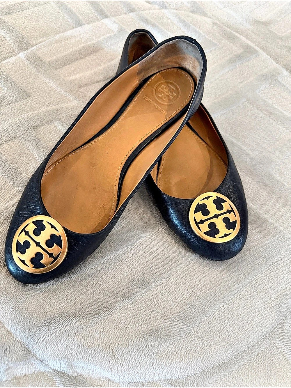 Tory Burch Minnie Travel Ballet Flat Black Flats shoes